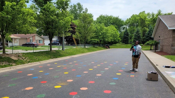 Game on blacktop outside of Quest Charter Academy