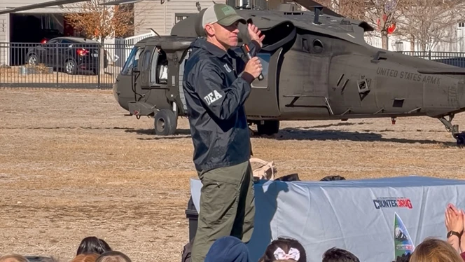 K-8 School in Brighton: Foundations Academy students get a special visit from a Black Hawk.