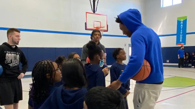 basketball playing showing drills
