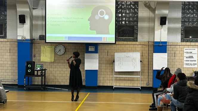 LaTronda Ways speaking to students. LaTronda Ways speaking to students.