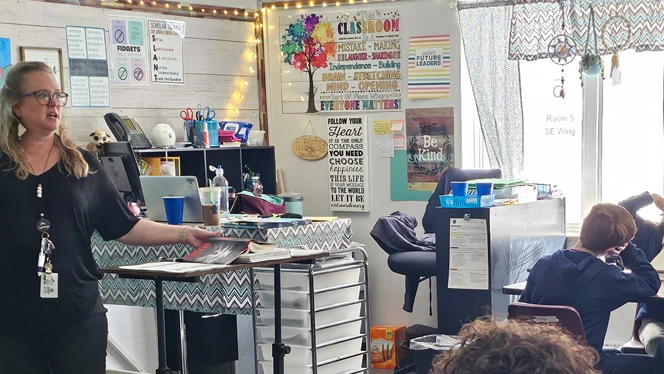 Foundations Academy ELA teacher J. Cummings teaching