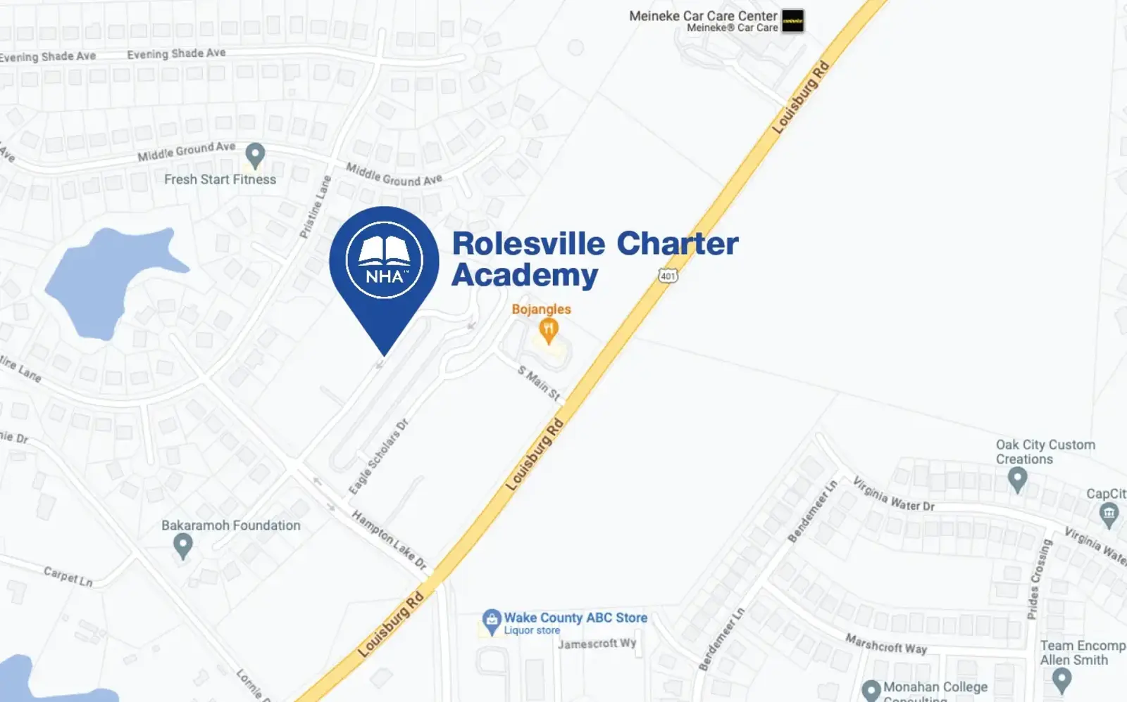 Map for Rolesville Charter Academy
