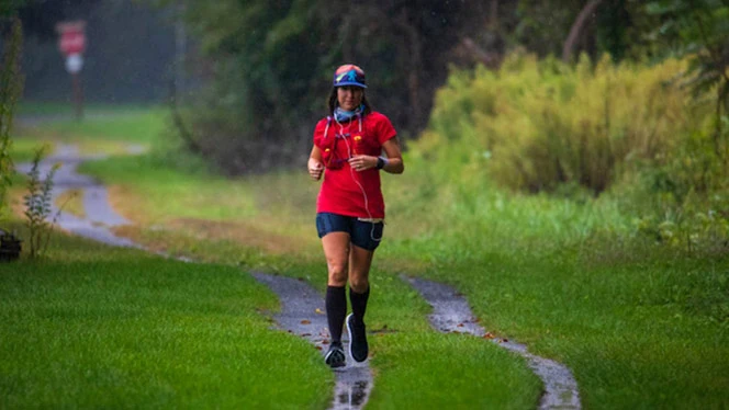 Rebecca Joyner running. Rebecca Joyner running.
