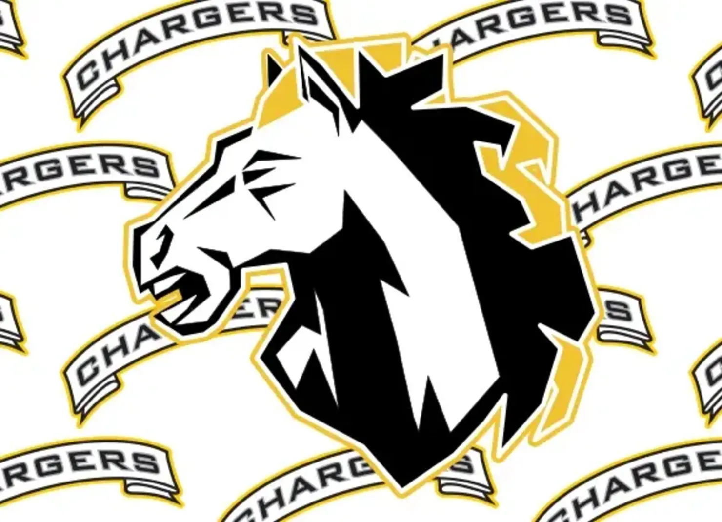 High School in Canton: Illustration of a horse in front of background that says Chargers.
