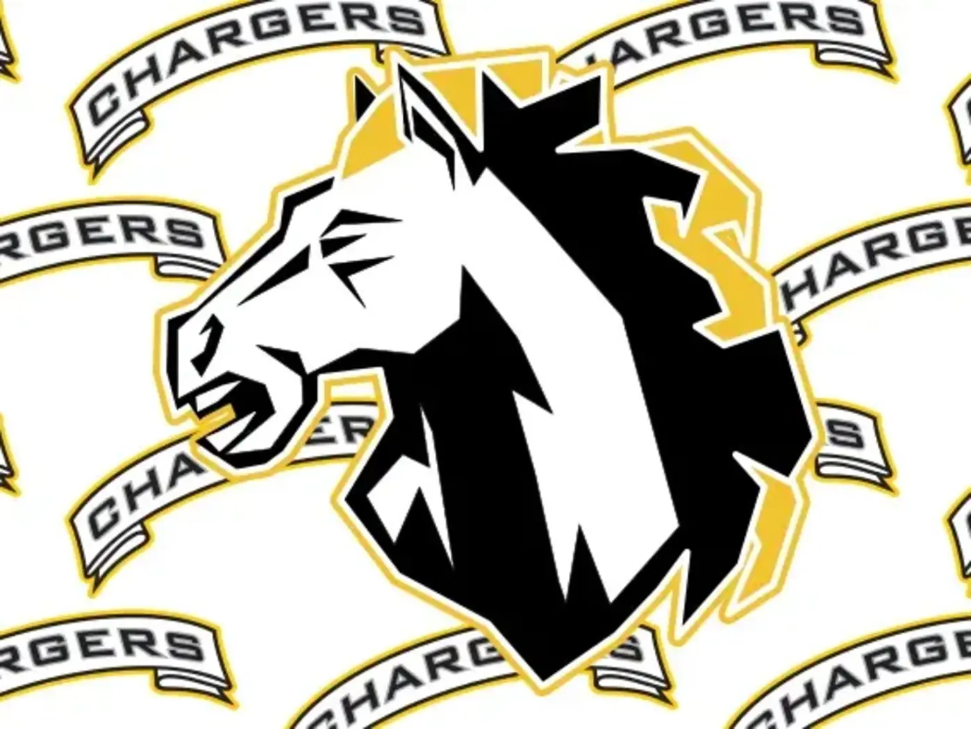 High School in Canton: Illustration of a horse in front of background that says Chargers.