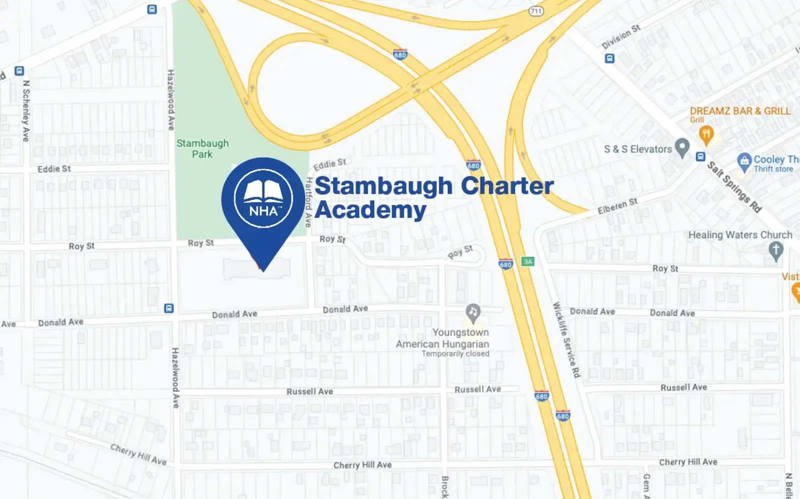 Map for Stambaugh Charter Academy