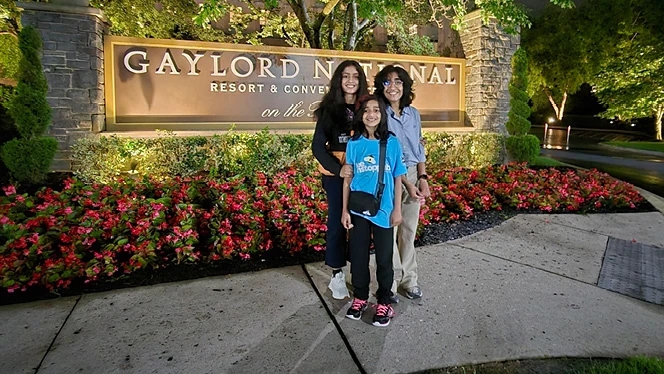 K-8 School in Canton: Canton Charter Academy student, Divya, poses outside of the Scripps National Spelling Bee convention center.