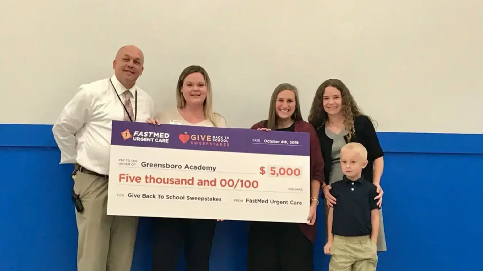 Greensboro Academy Receives $5,000 Donation from FastMed Urgent Care