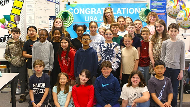 Y5-8 School in Byron Center: Cross Creek teacher wins Excellence in Teaching award.