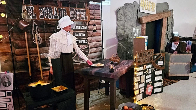 K-8 School in Wake Forest: Wake Forest Charter Academy students at a California Gold Rush display.
