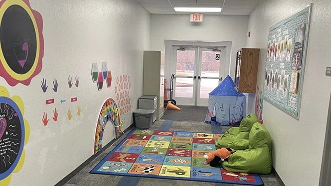 Y5-8 School in Ypsilanti: Sensory hallway in South Arbor Charter Academy.