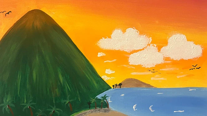 K-8 School in Walker: Walker student Mia Mireles island painting.