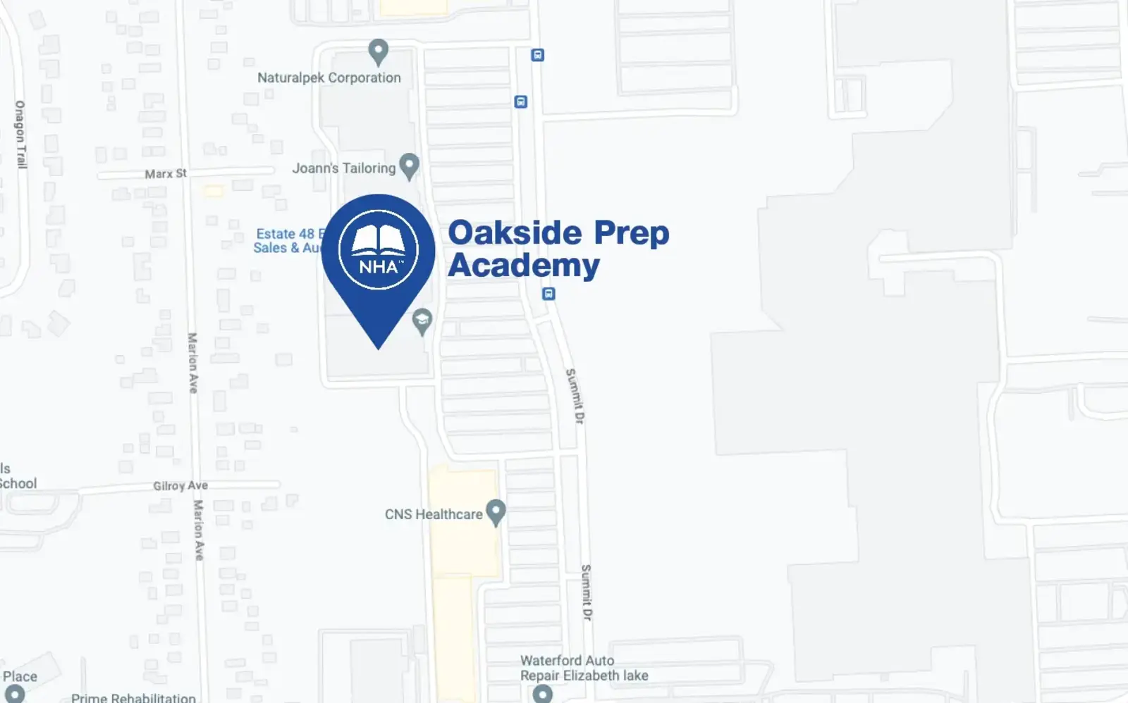 Map for Oakside Prep Academy