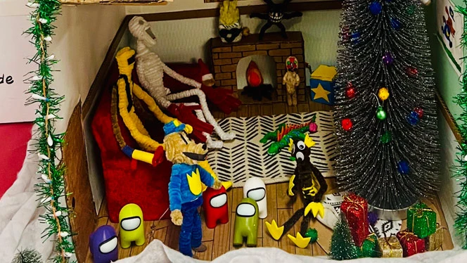 K-8 School in Walker: Walker student Oliver Goins the house with characters, Mario.