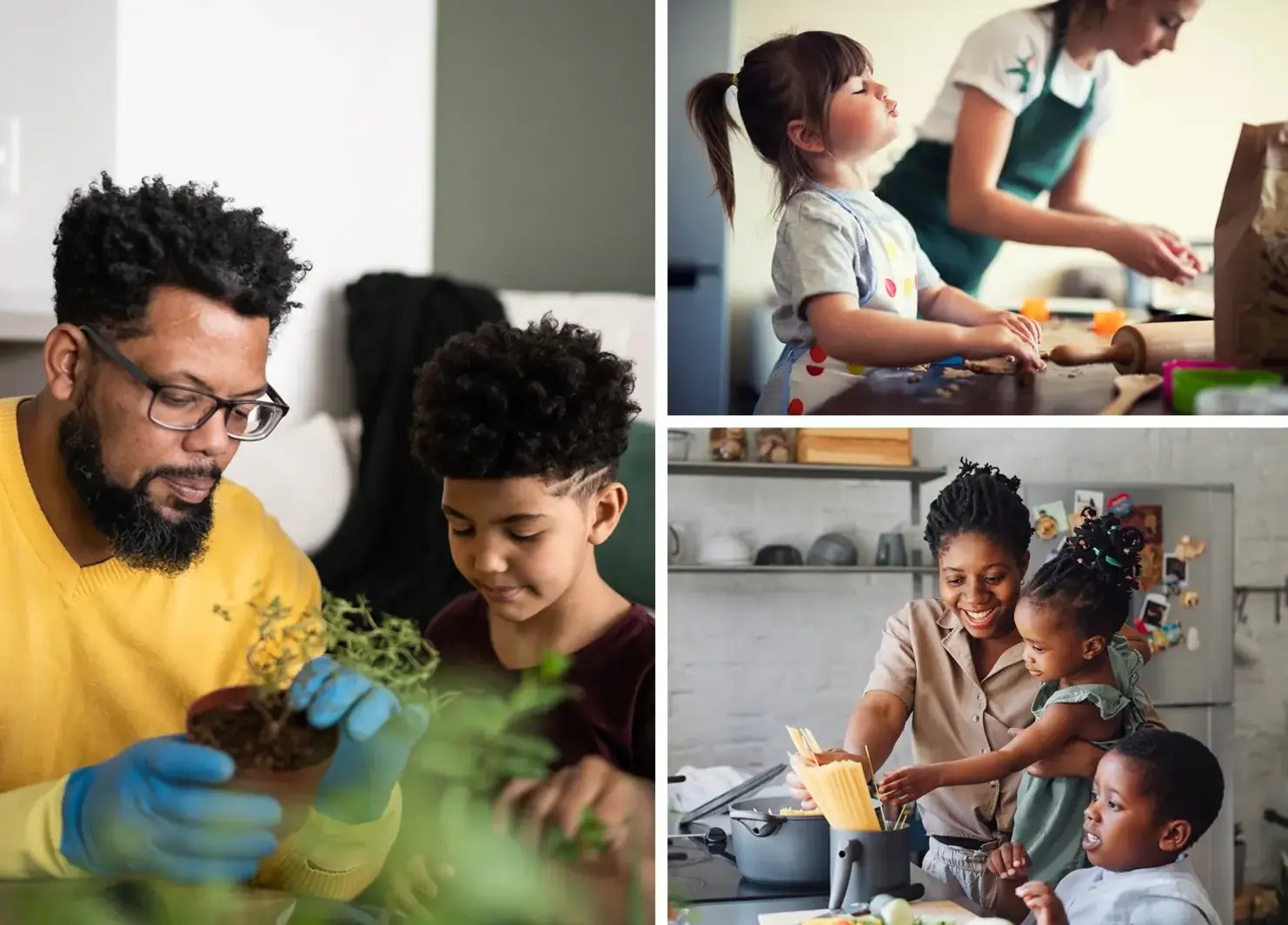 a collage of people cooking