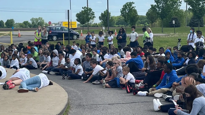 Students perform Shakespeare outside