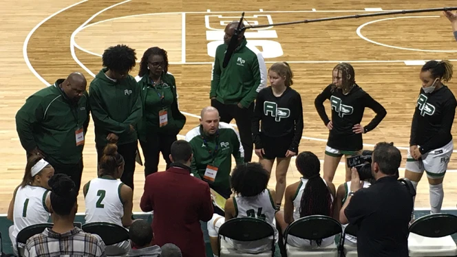Arbor Prep coach during time out