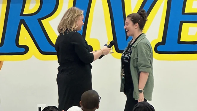 K-8 School in Livonia: Grand River Academy EL teacher wins Excellence in Teaching Award.