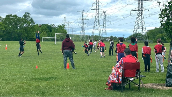 K-8 School in Ypsilanti: South Pointe scholars participate in flag football.