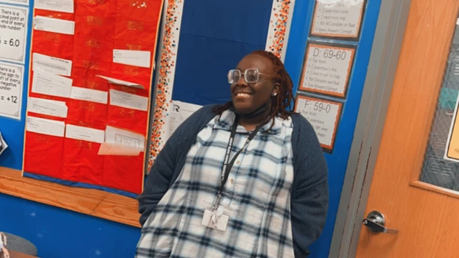 Brooklynne Bryant standing in front of class.