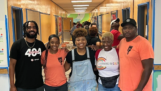 Deonte Bridges and community members.