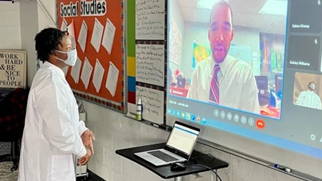 Student video calling Michael Estime