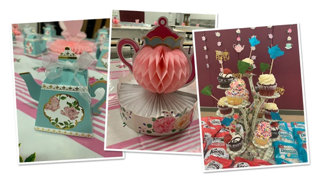 Tea party decorations and cupcakes. Tea party decorations and cupcakes.