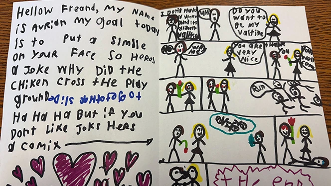 K-8 School in Brighton: Foundations Academy students make Valentine's Day cards for patients at the Children's Hospital Colorado.