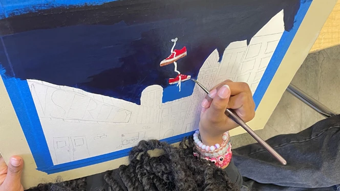 Student painting. Student painting.