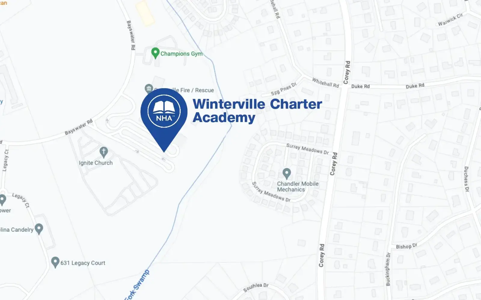 Map for Winterville Charter Academy