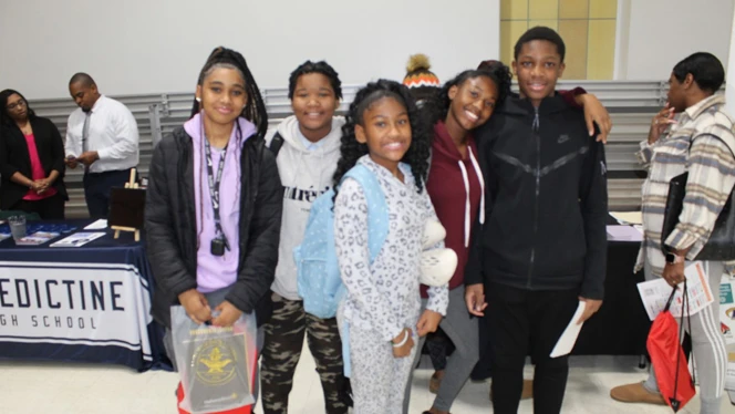 Students at the event posing together