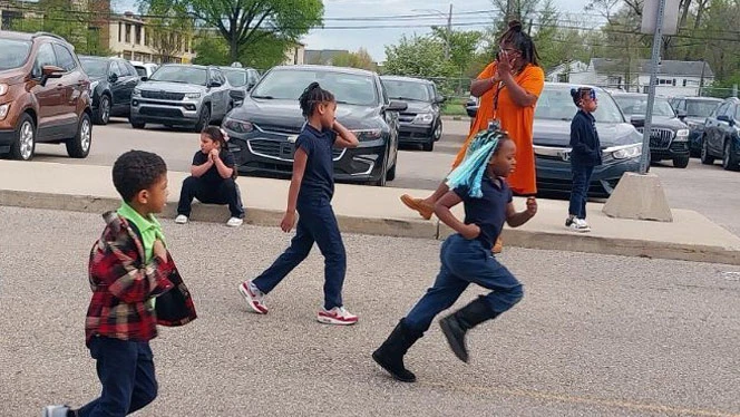 Detroit Premier students running in Fun Run