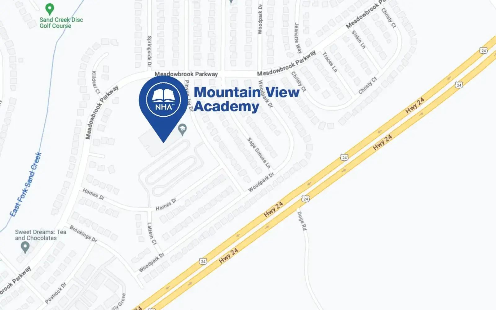 Map for Mountain View Academy