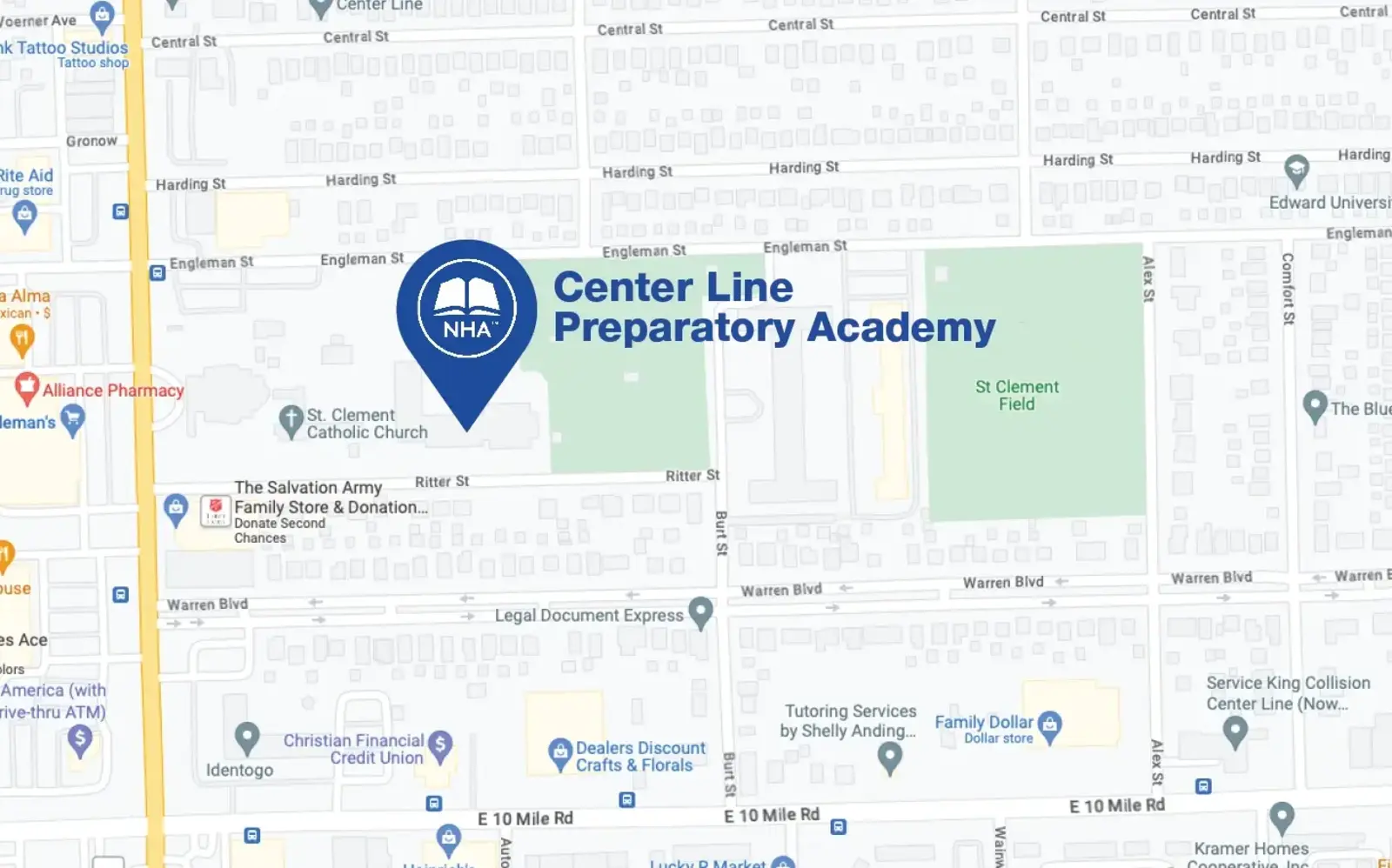 Map for Center Line Preparatory Academy
