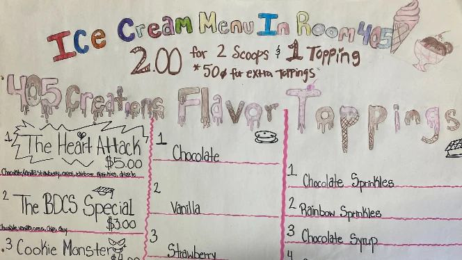 ice cream menu