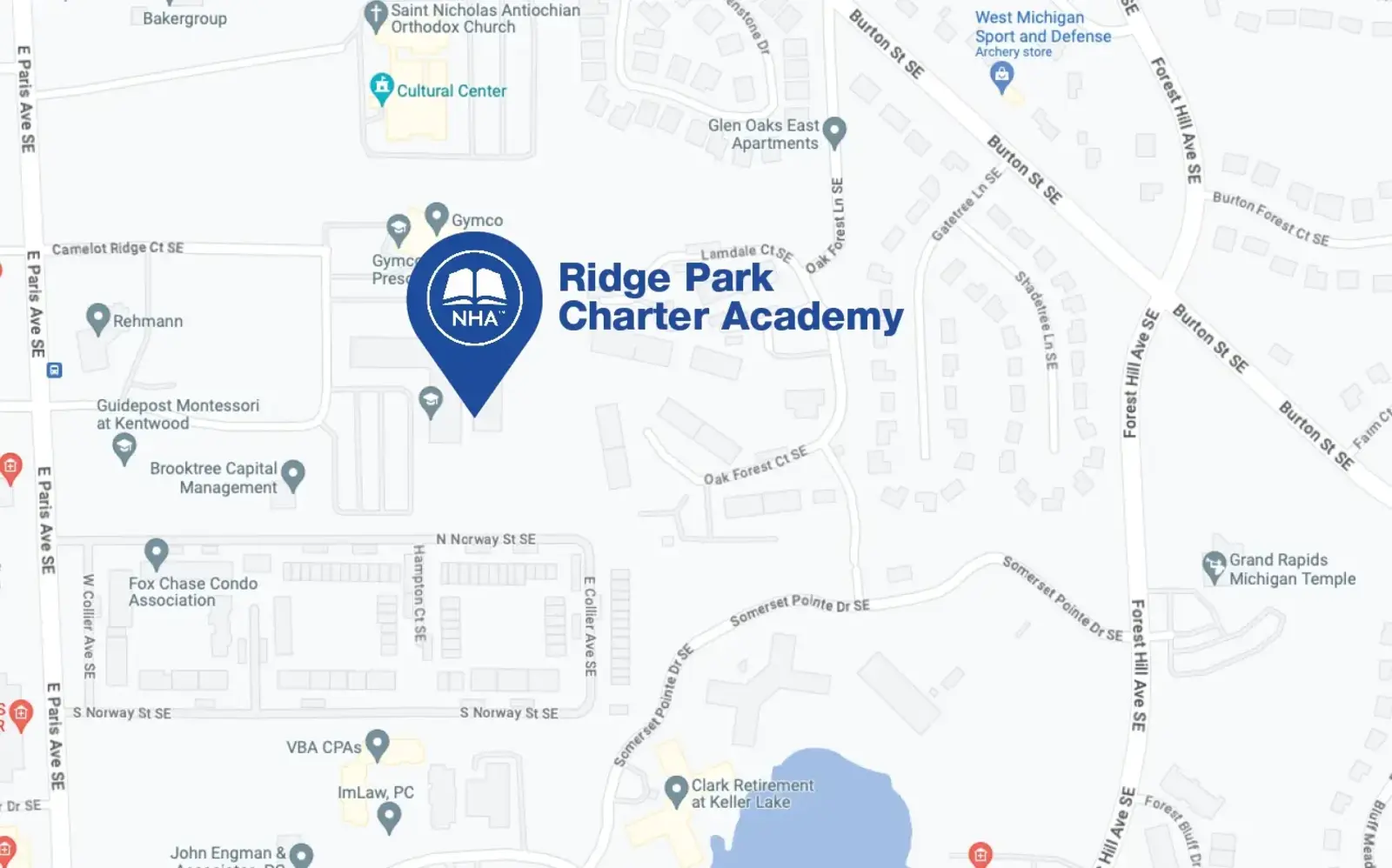 Map for Ridge Park Charter Academy