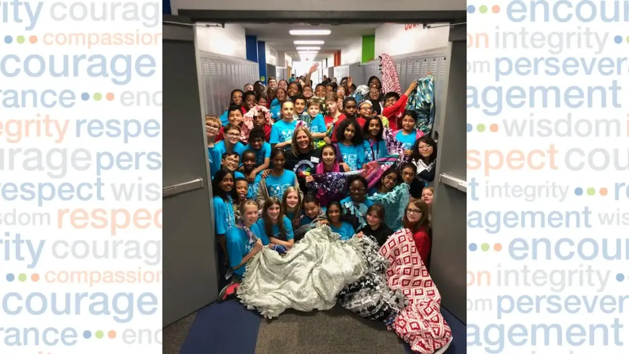 Sixth-grade Students at Canton Charter Academy Make and Donate Fleece Blankets to Hurricane Dorian Victims
