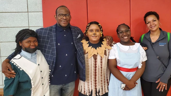 Principal Von Glass and Students