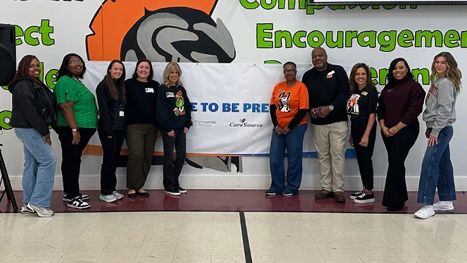 K-8 School in Cincinnati: Alliance Academy students get a visit from Cincinnati Bengals star Chase Brown for a talk about attendance.
