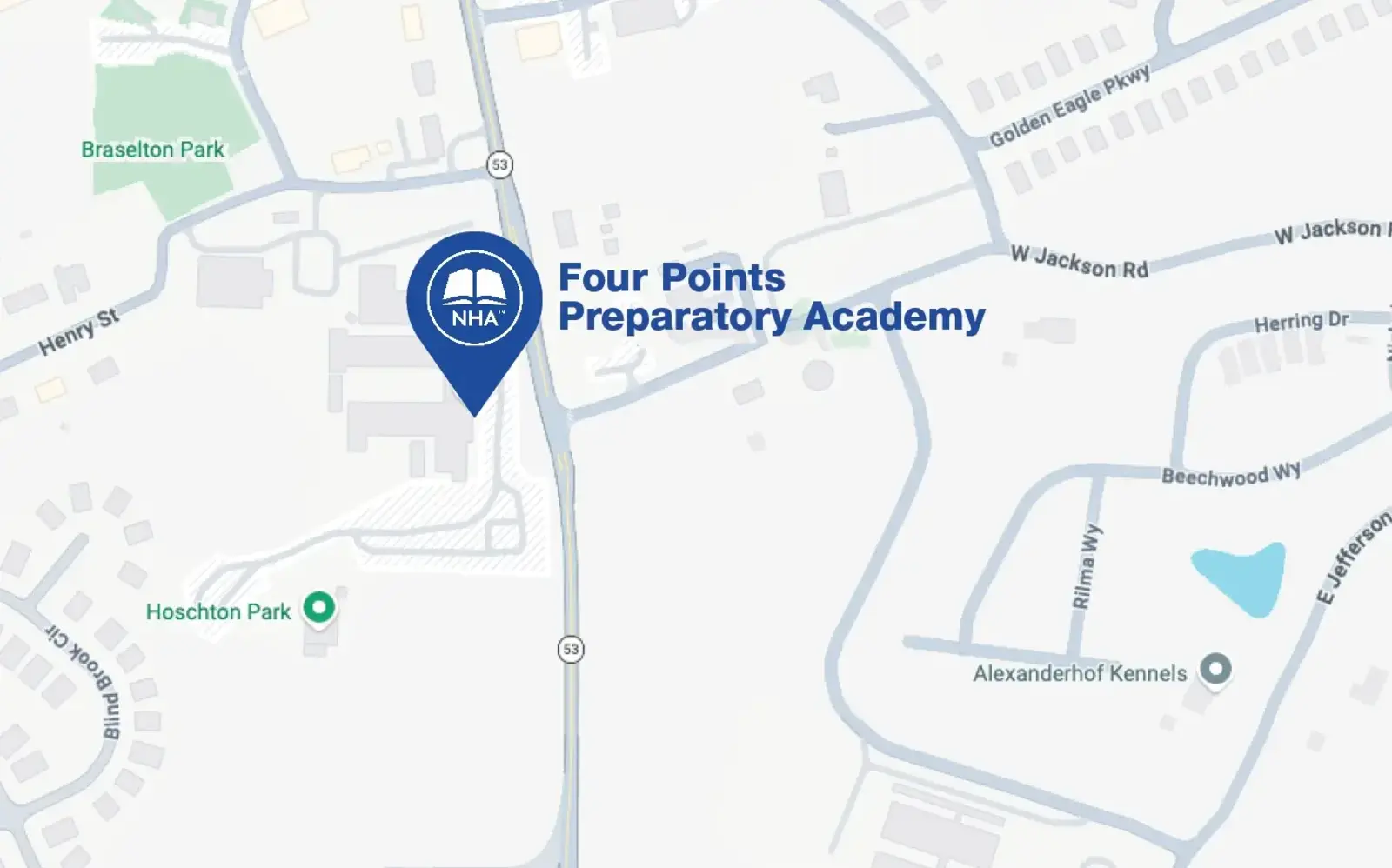 Map for Four Points Preparatory Academy
