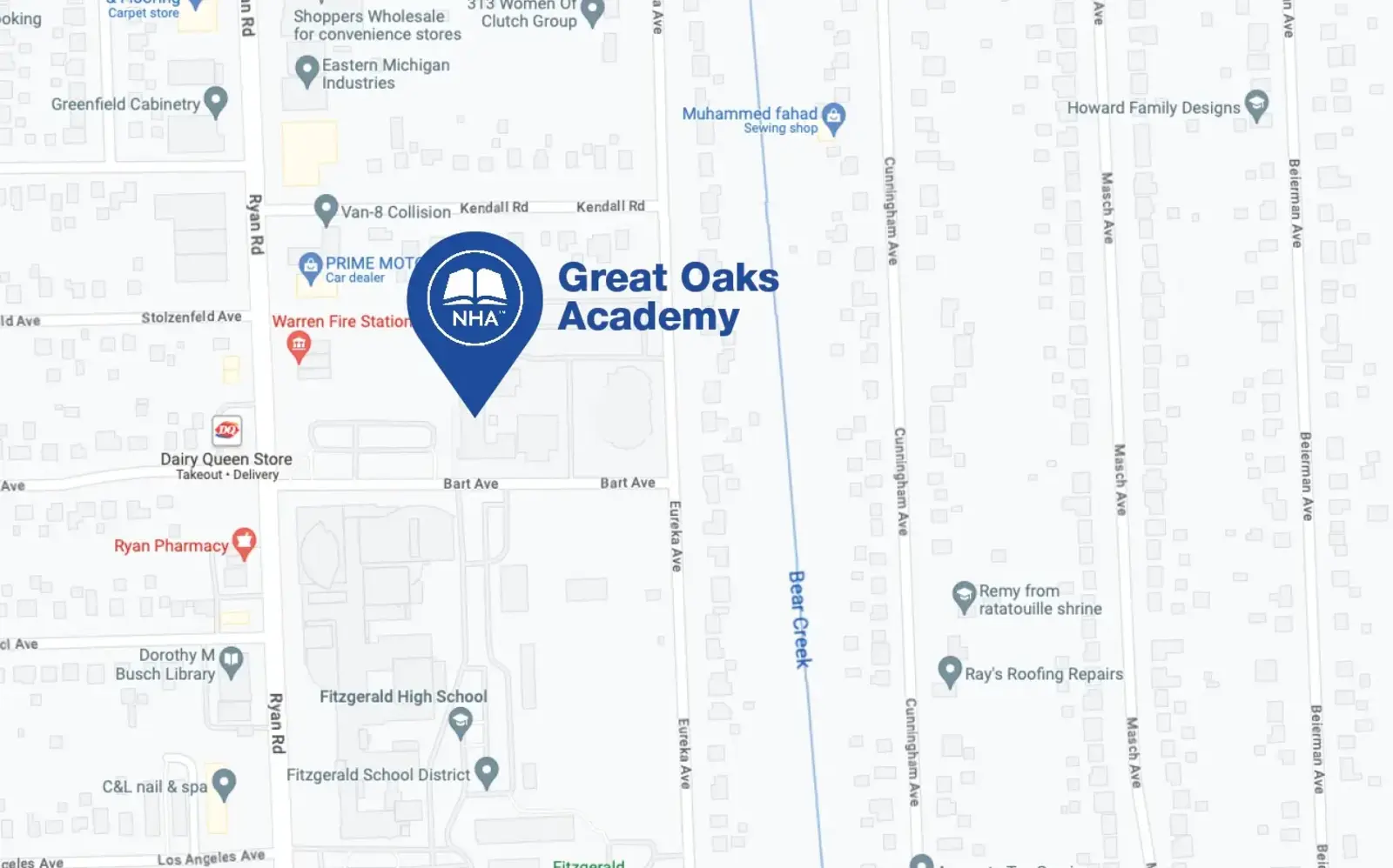 Map for Great Oaks Academy