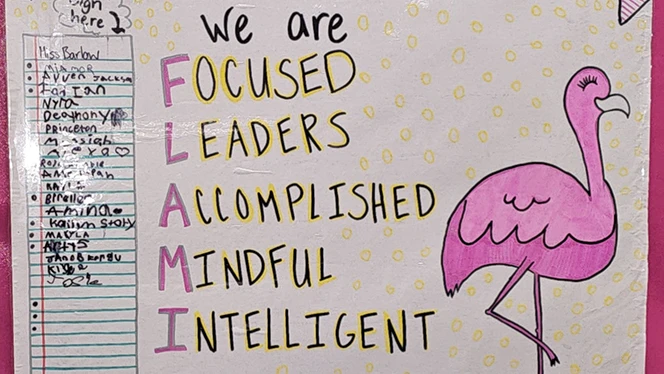 K-8 School in Atlanta: Flamingo mindset guides young students at Atlanta Heights.
