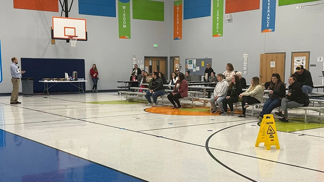 4K-6 School in Waukesha: Mill Creek families attend Mallards Movin' Up event.