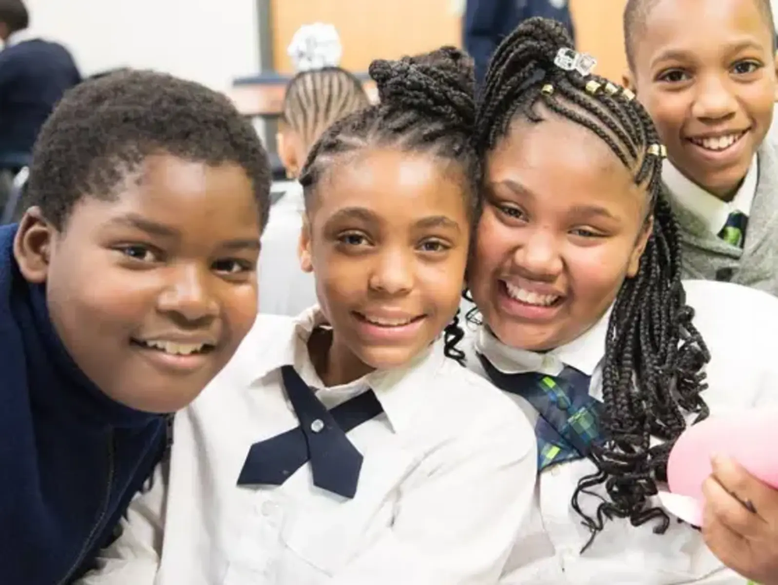 a group of children smiling