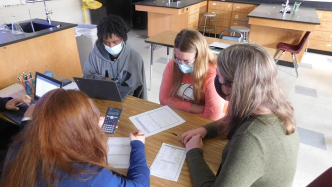 Students working on computers