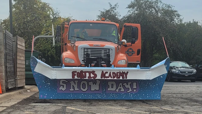Snowplow with painted blade.