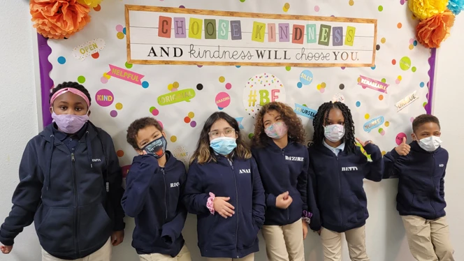 Students standing in a line.