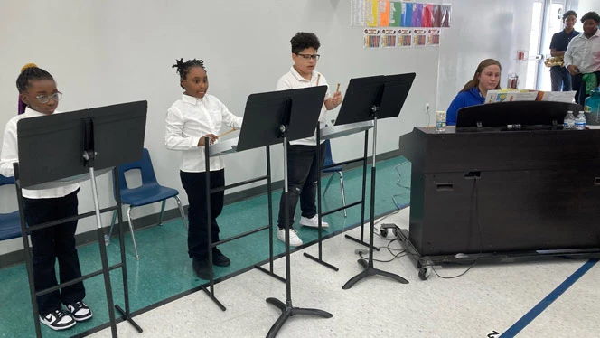 North Saginaw students playing instruments.