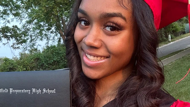 Kaylin Moorehead with her diploma.