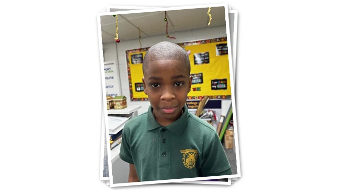 Student with new haircut.